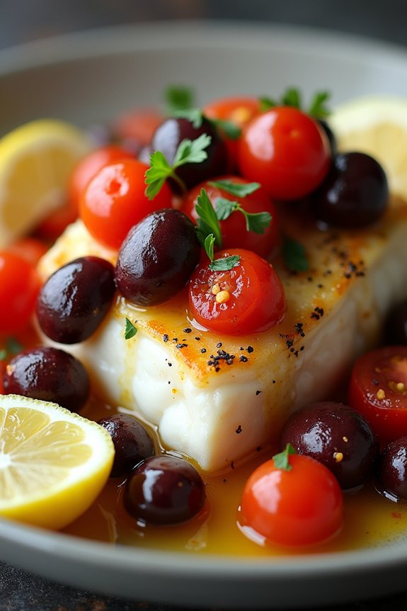 baked cod with tomato topping