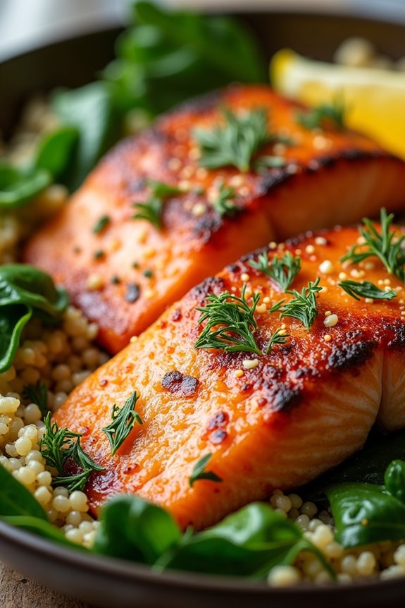 baked salmon with quinoa
