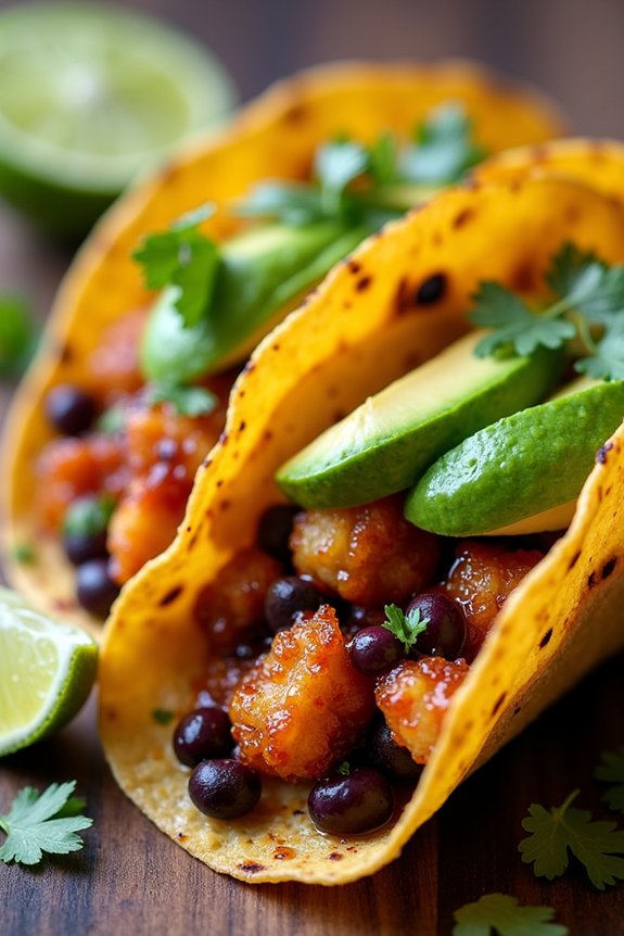 bbq cauliflower black bean tacos