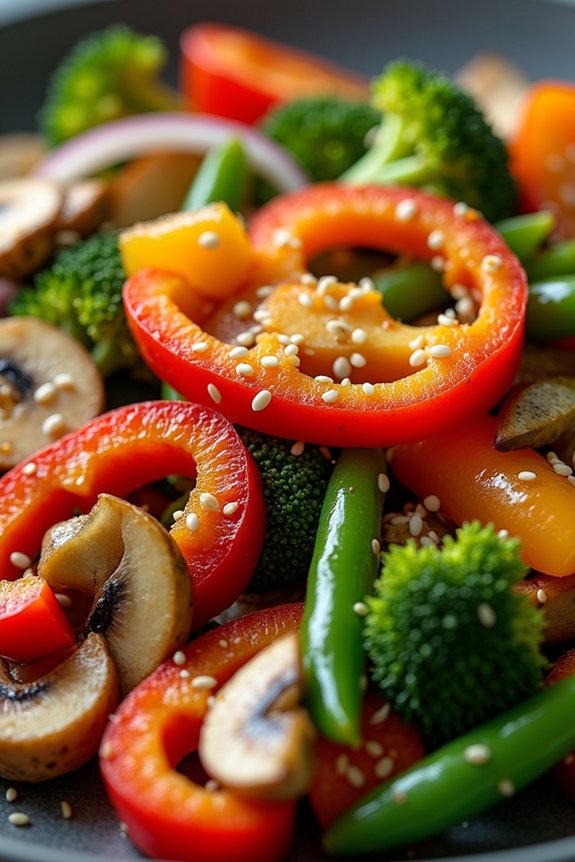 colorful nutritious veggie stir fry