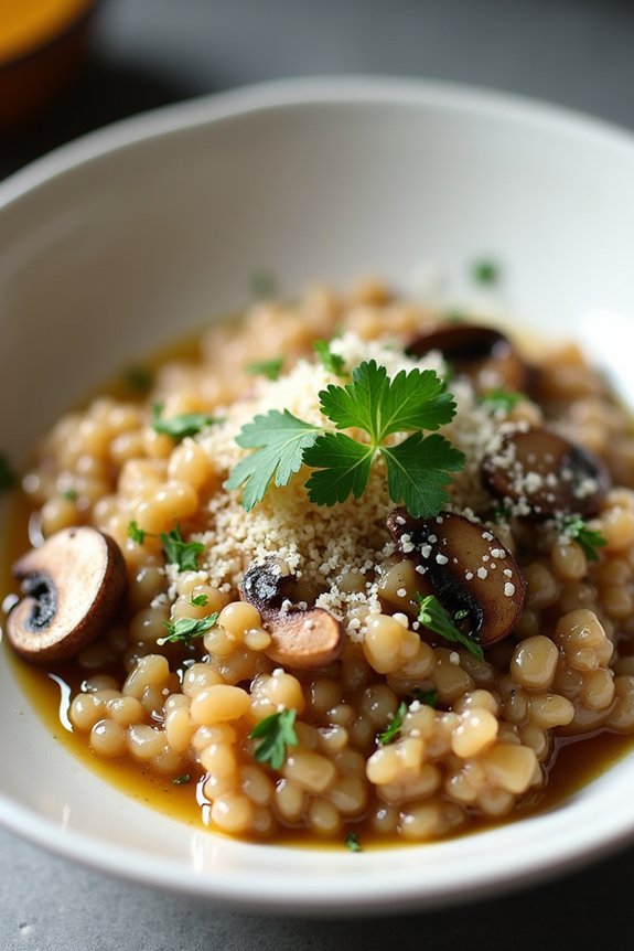 comforting barley mushroom risotto