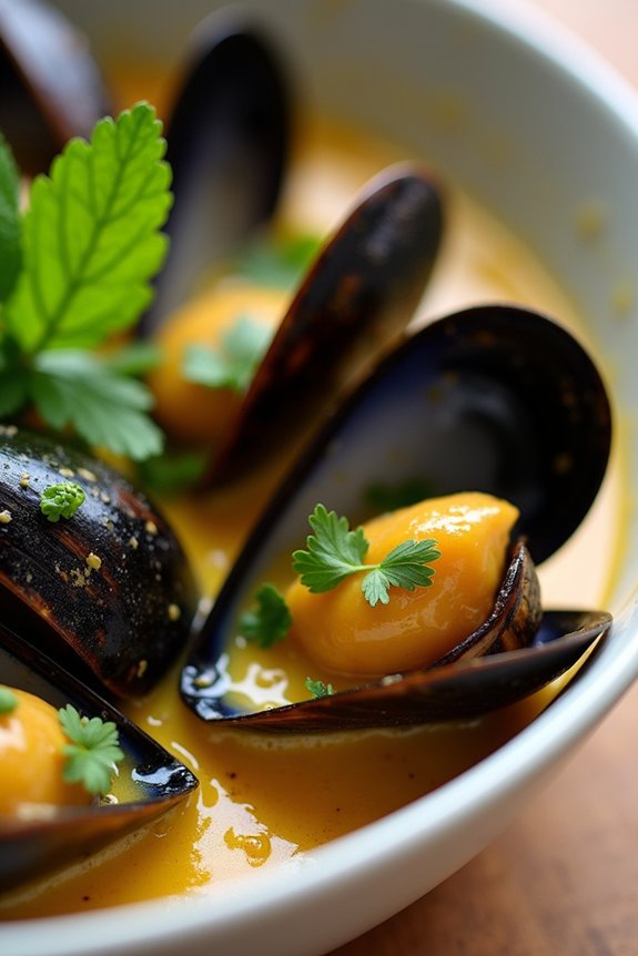 creamy coconut curry mussels