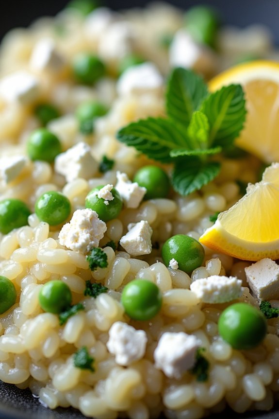 creamy mint pea risotto