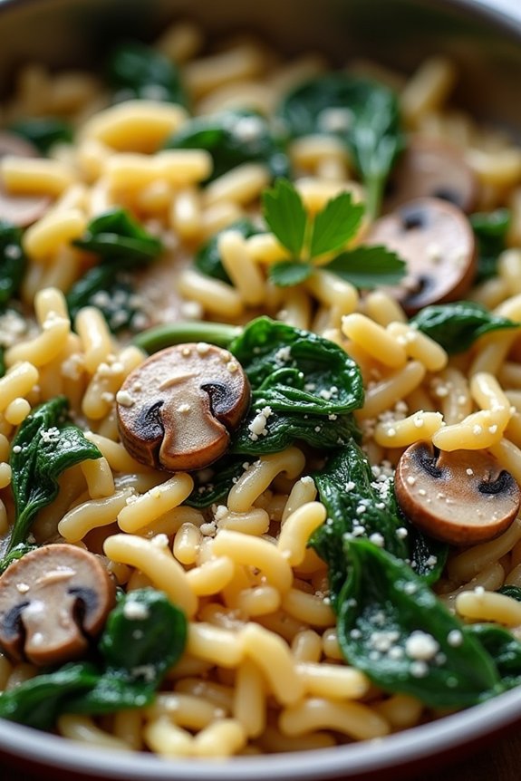 creamy mushroom spinach orzo
