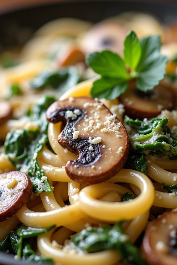 creamy mushroom spinach pasta