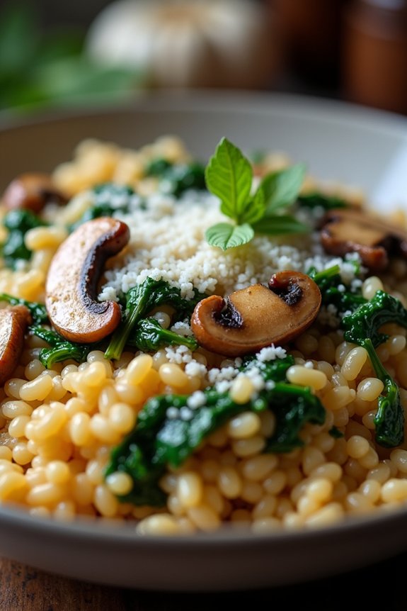 creamy mushroom spinach risotto