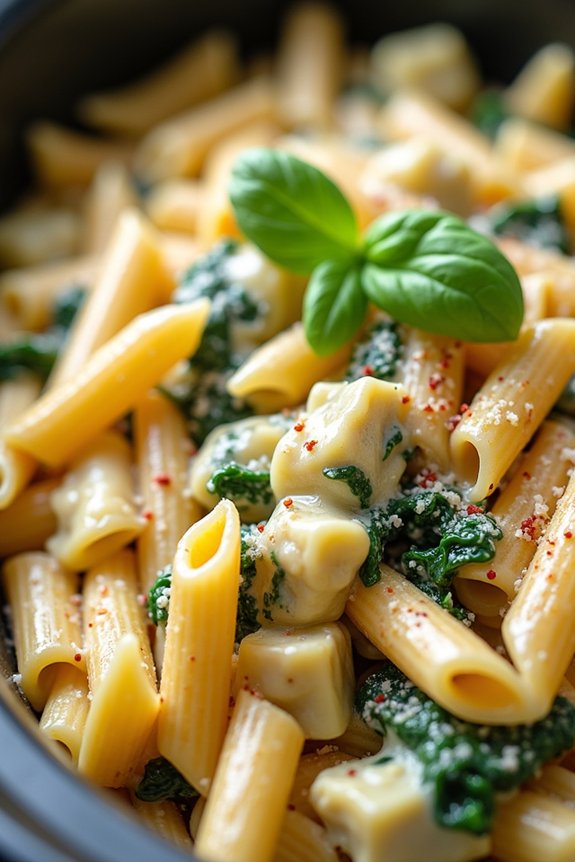creamy spinach artichoke pasta