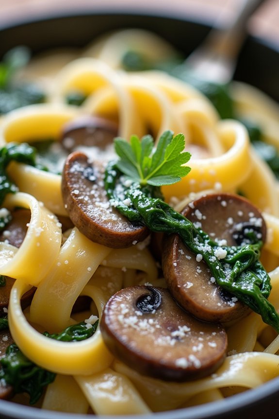 creamy spinach mushroom pasta
