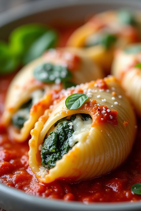 creamy spinach ricotta shells