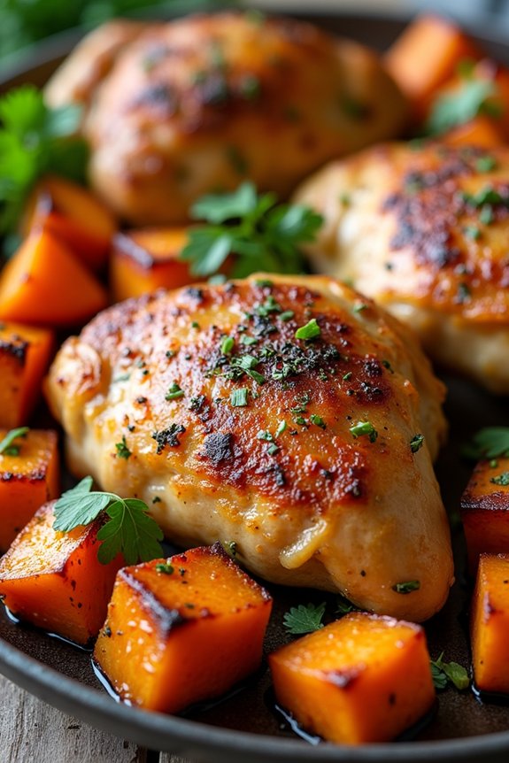 garlic herb chicken sweet potatoes