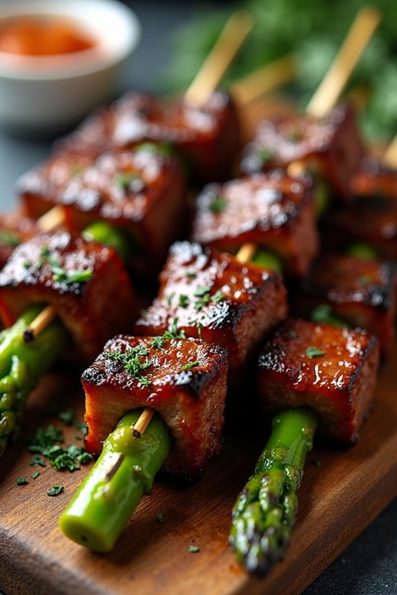 grilled beef asparagus skewers