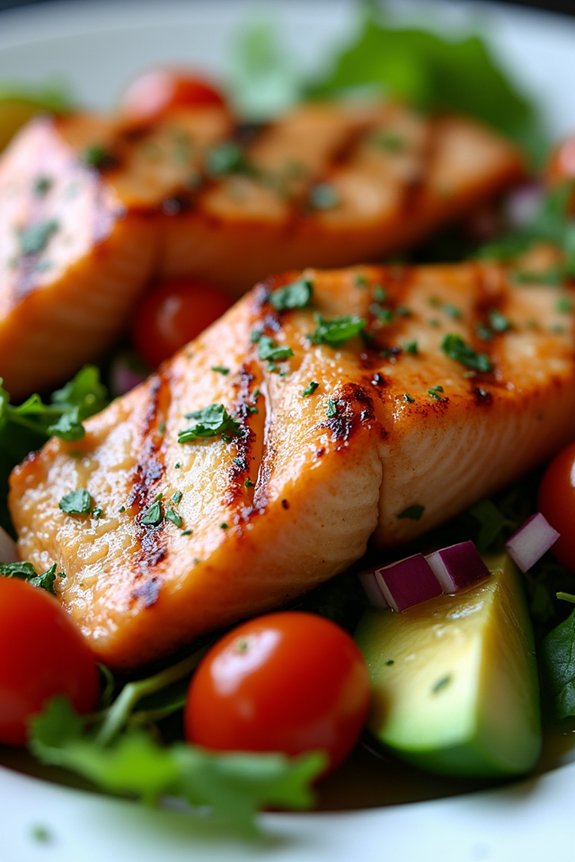 grilled salmon with avocado salad