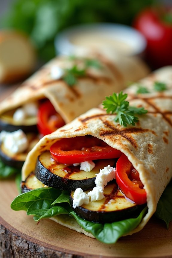 grilled vegetable hummus wraps