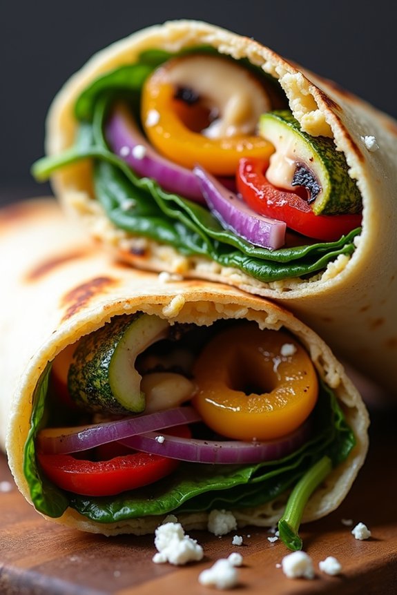 grilled vegetable hummus wraps
