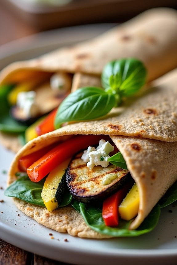 grilled vegetable hummus wraps