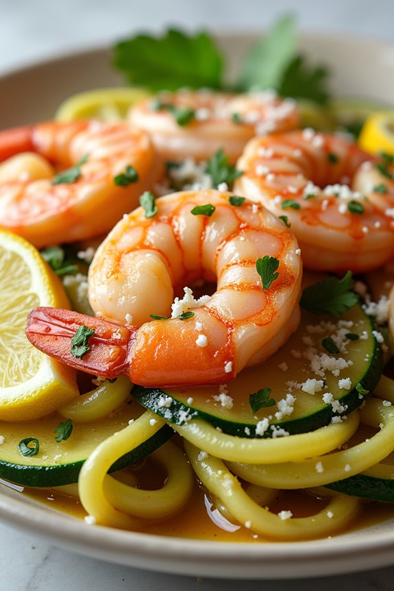 healthy shrimp zucchini scampi