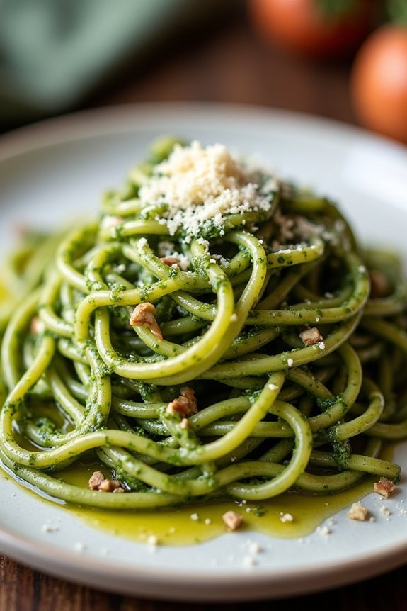 healthy spinach pesto pasta