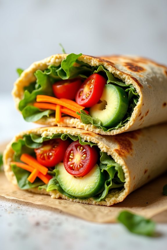 healthy veggie filled wraps