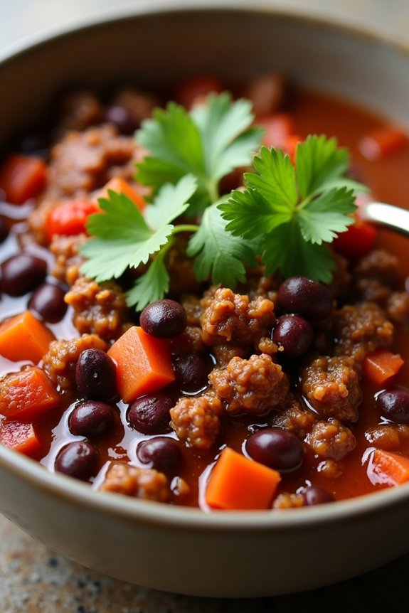 hearty beef and black bean chili