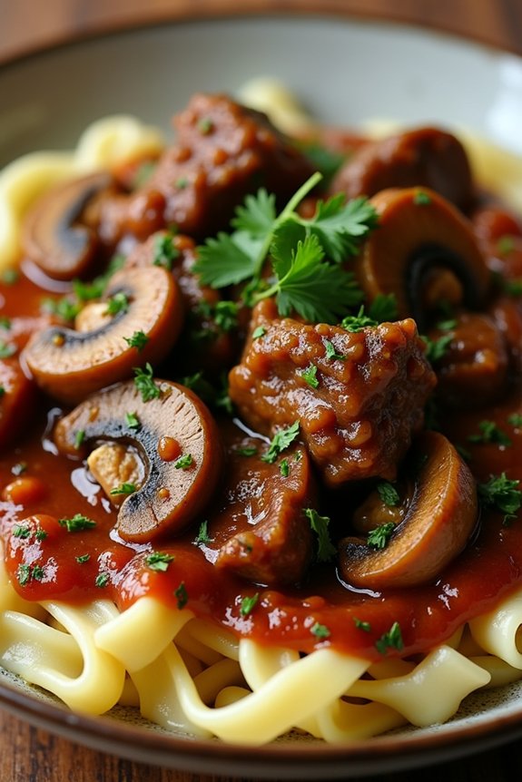 hearty beef mushroom comfort food