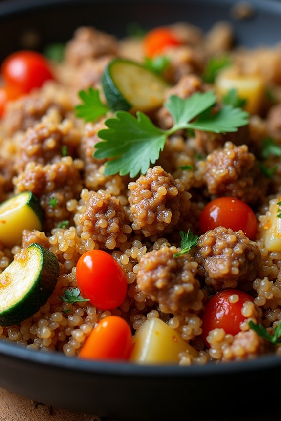 hearty beef quinoa skillet