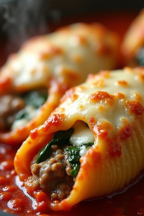 hearty beef spinach stuffed shells