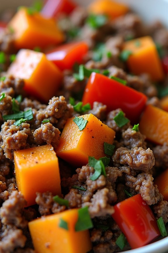 hearty beef sweet potato hash