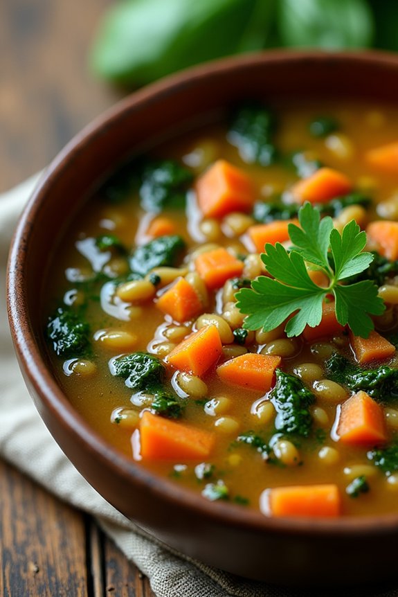 hearty lentil spinach soup