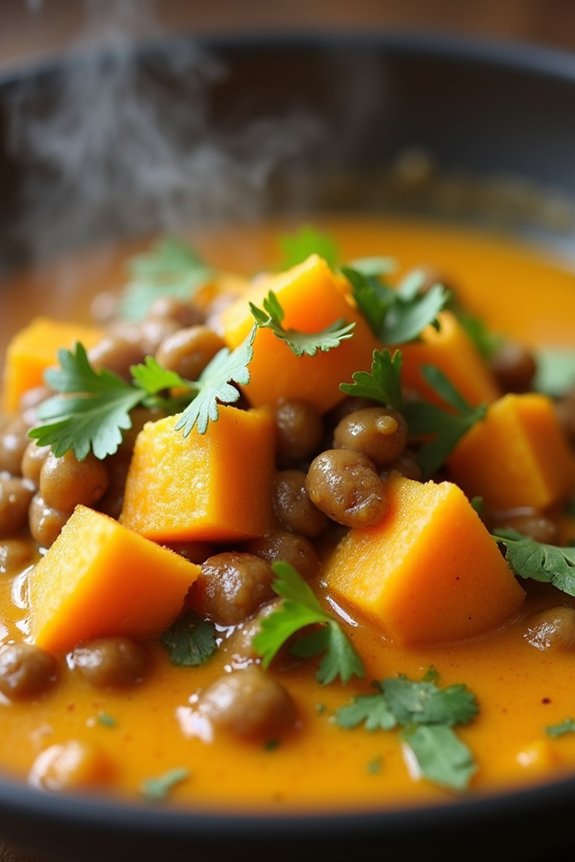 hearty sweet potato lentil curry