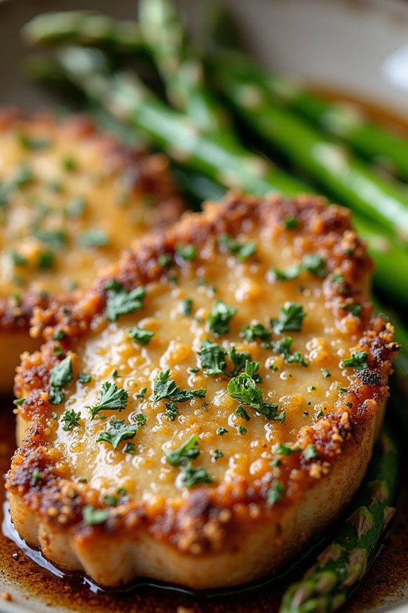 herb crusted pork with asparagus
