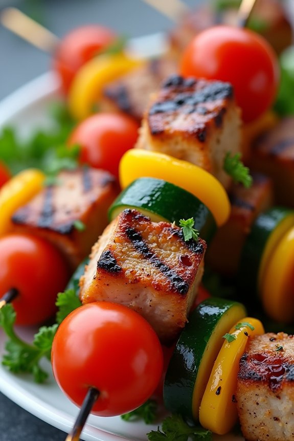 leftover pork vegetable skewers