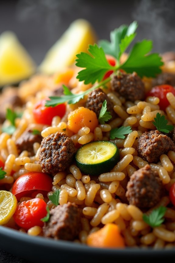 mediterranean beef rice pilaf