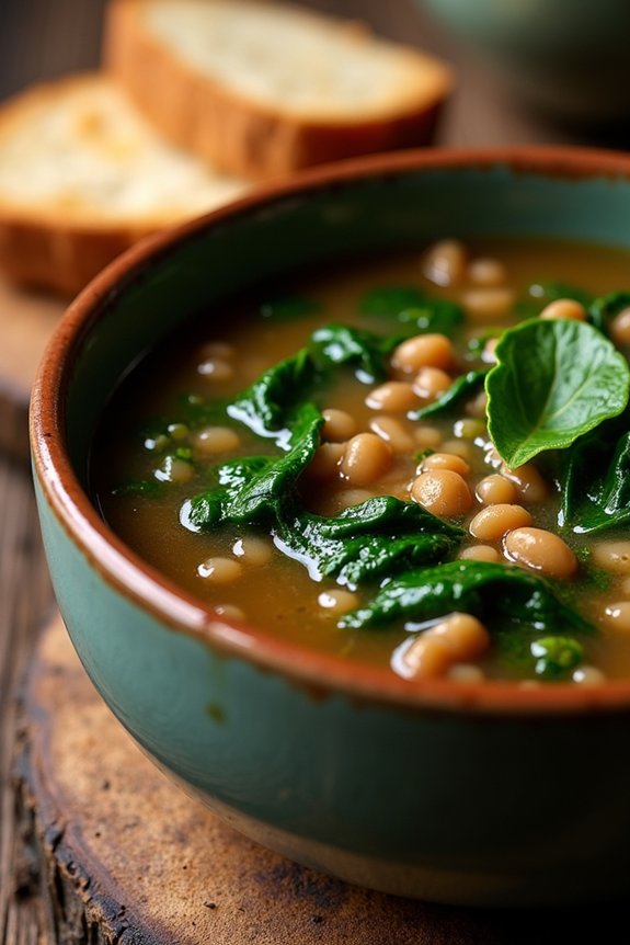 nourishing lentil spinach soup