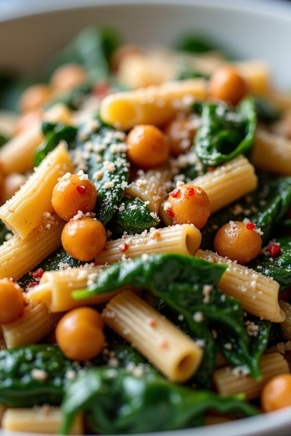 nutritious pasta with spinach
