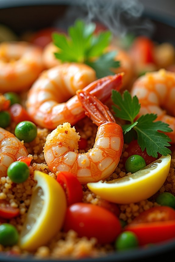 nutritious quinoa shrimp paella