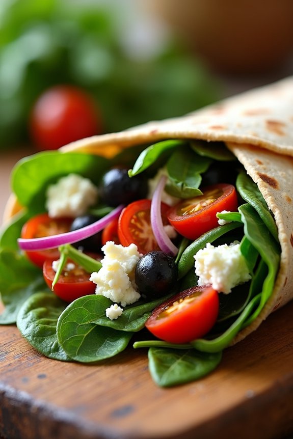 nutritious spinach feta wraps