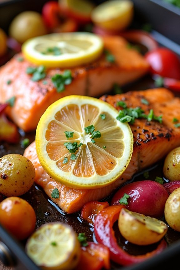 one pan salmon and veggies