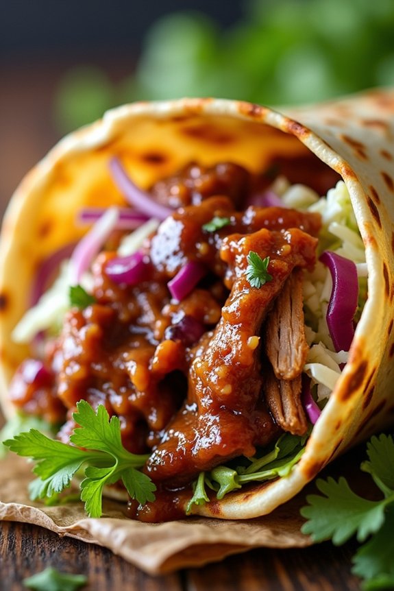 savory bbq pulled pork wraps