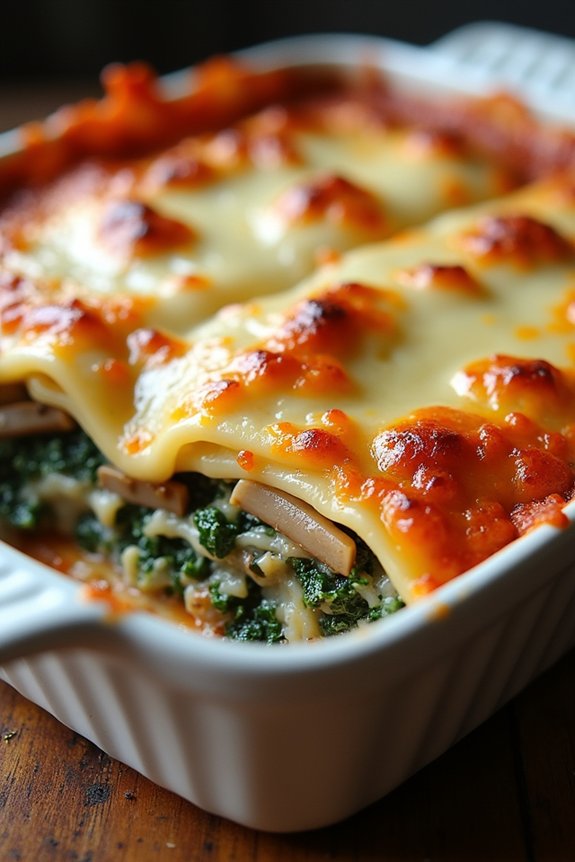 savory mushroom spinach lasagna
