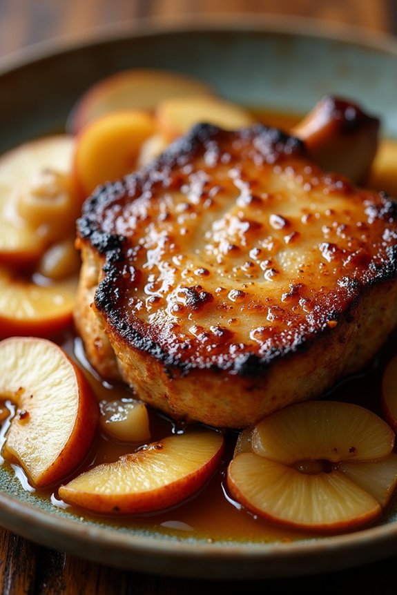 savory pork chops with apples