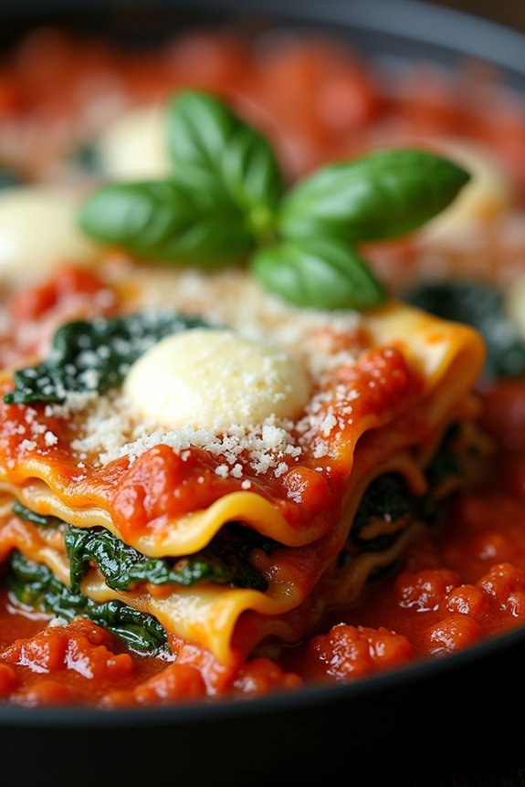 skillet lasagna with spinach