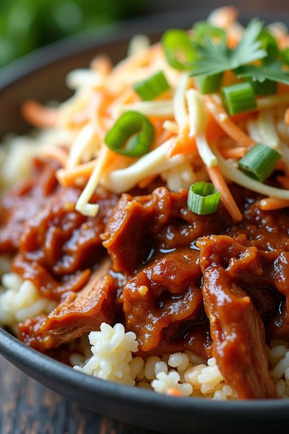 slow cooked pulled pork bowl