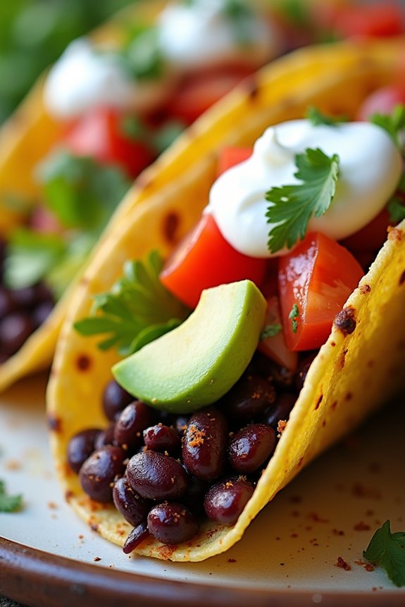 spicy black bean tacos