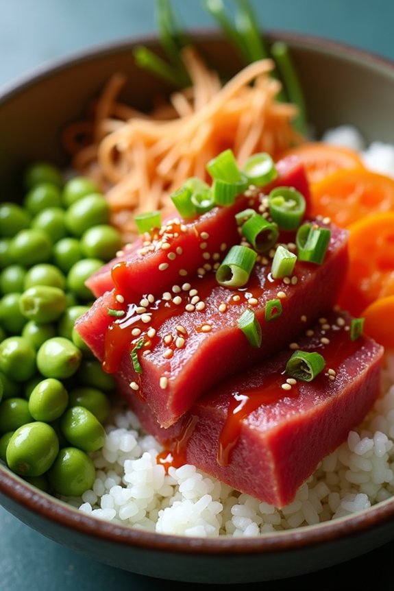 spicy tuna poke bowls