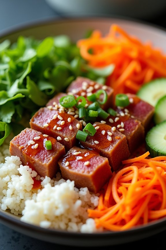 spicy tuna rice bowl