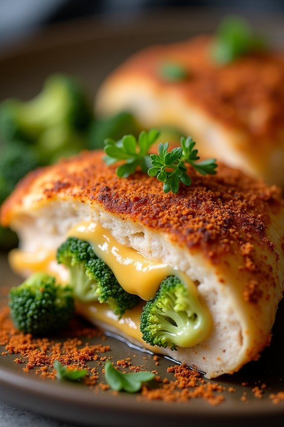 stuffed chicken with broccoli
