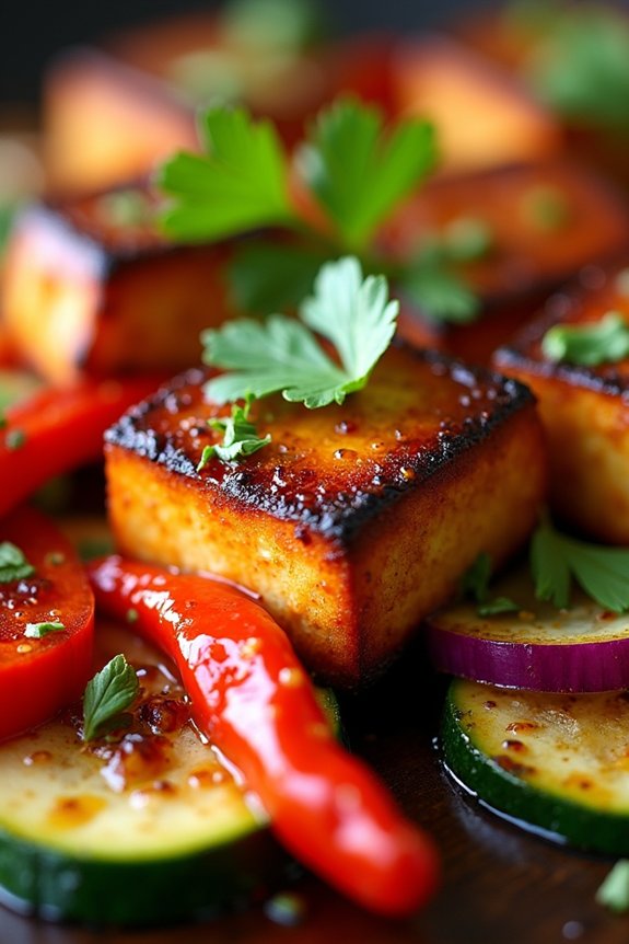 sweet and spicy tofu bake
