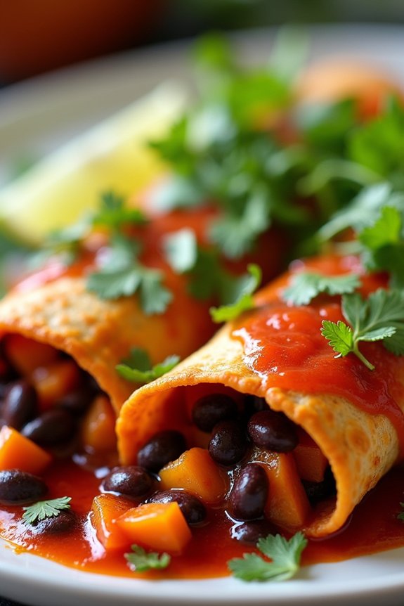 sweet potato black bean enchiladas