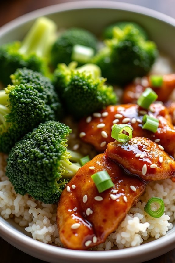 teriyaki chicken broccoli rice bowl
