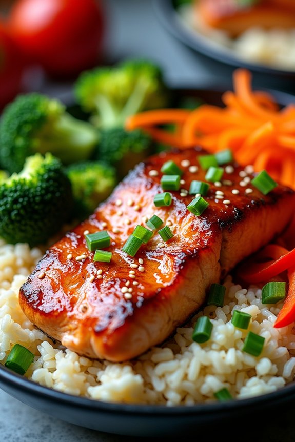 teriyaki salmon rice bowls